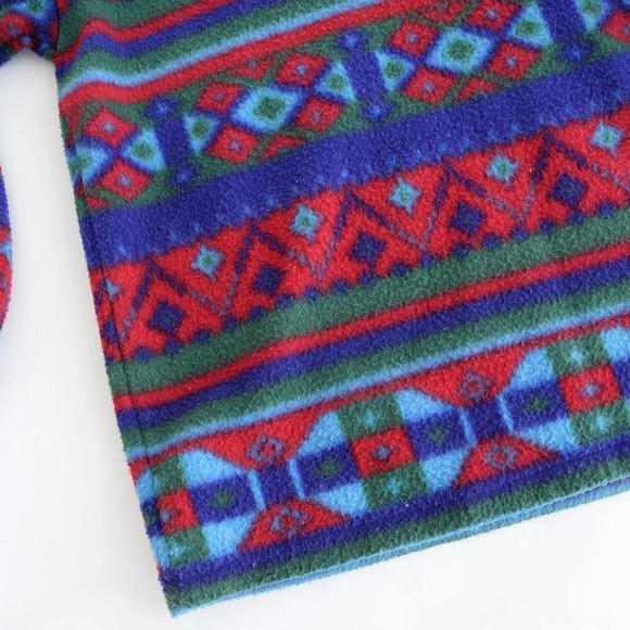 Vintage Metro Express Fleece Southwestern Geometric Aztec Pullover Sweater M - Picture 8 of 12